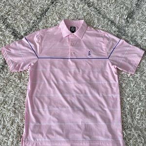 Medium Footjoy Polo Pink/White/Blue with Club Logo